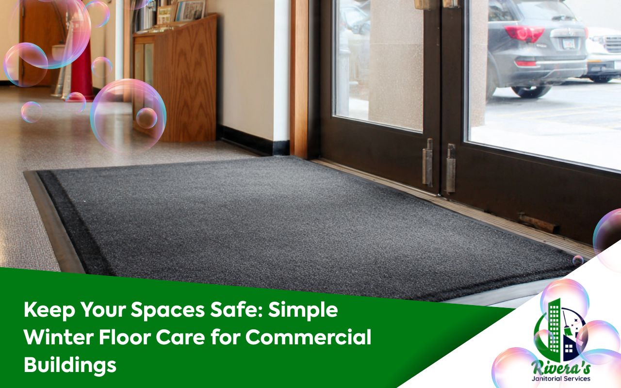 Entryway mats helping with Winter Floor Care for Commercial Buildings during rainy winter days