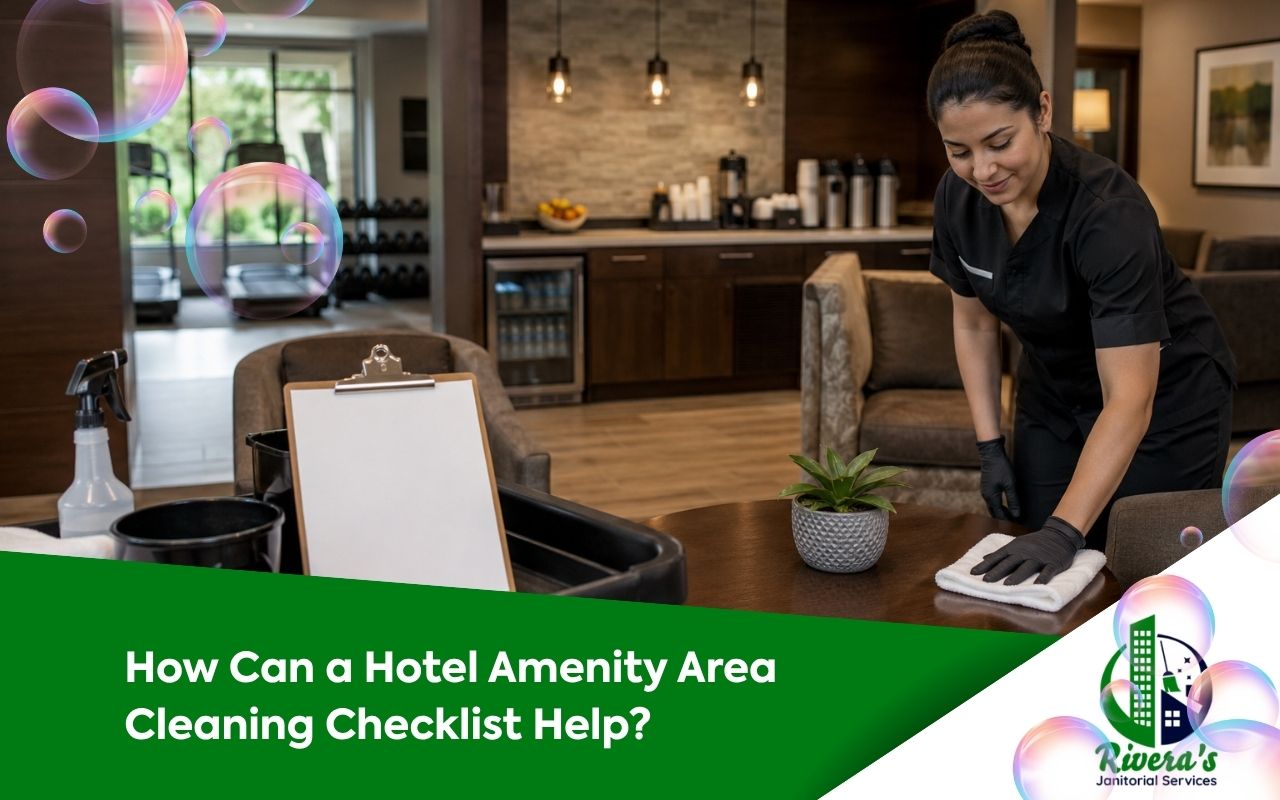 Hotel amenity area cleaning checklist for shared guest spaces