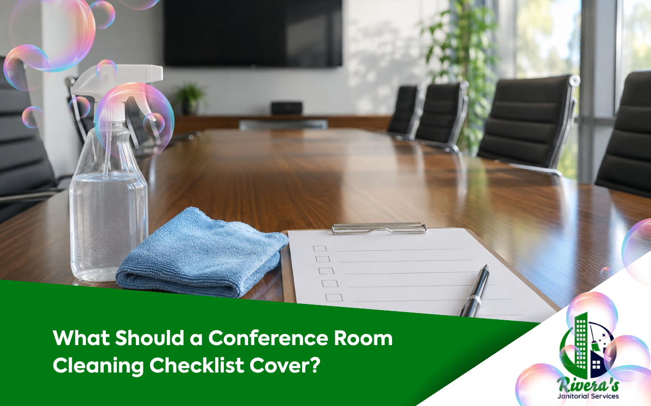 conference room cleaning checklist for a clean office meeting table