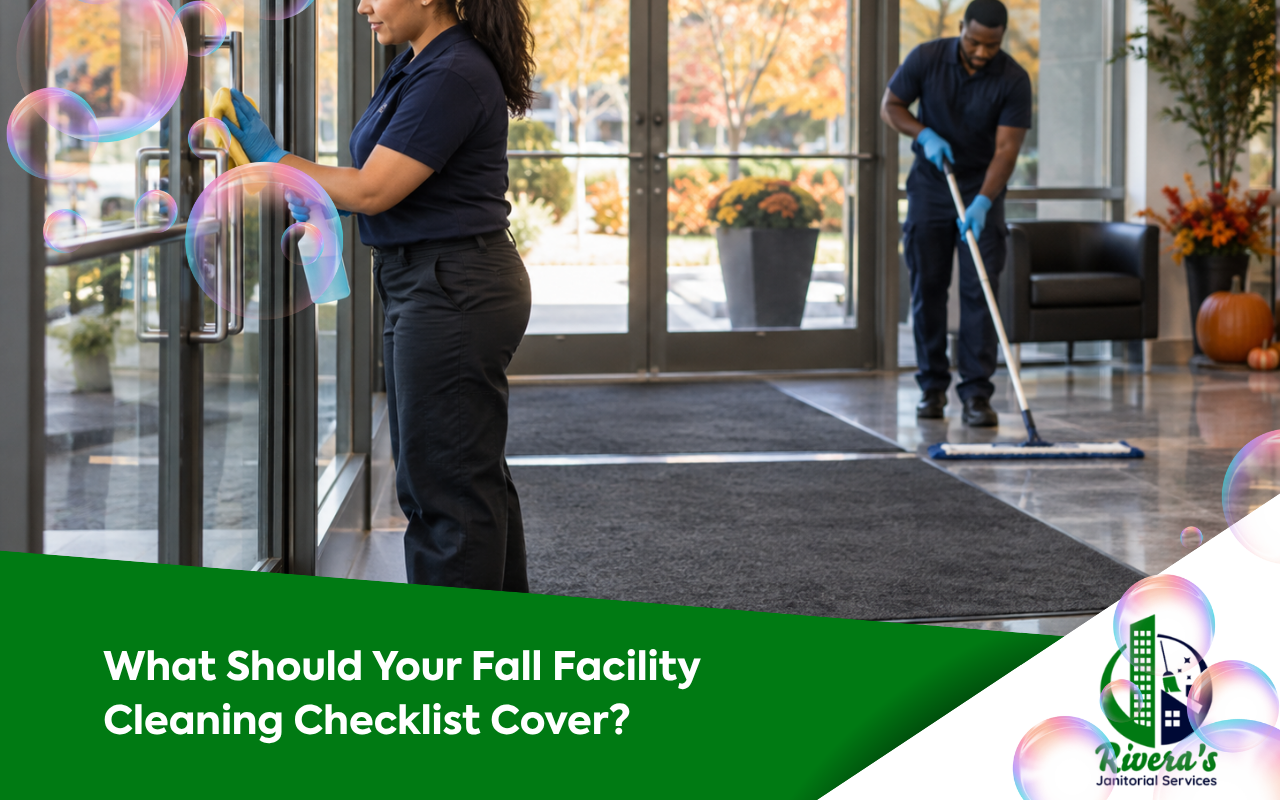 Fall facility cleaning checklist for a clean commercial entrance